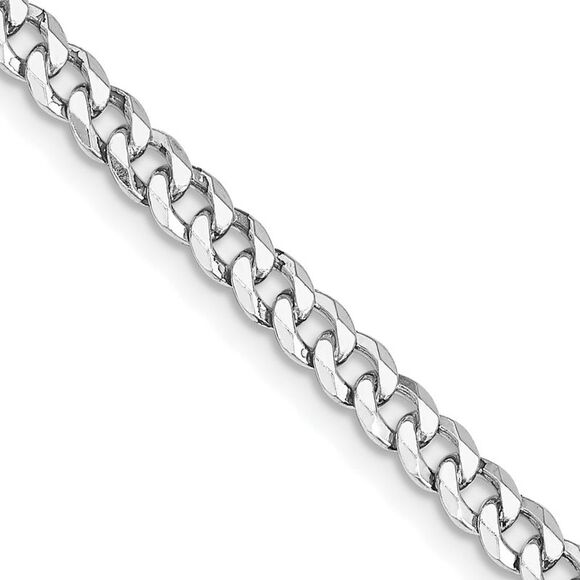Kazi Luxury Sterling Silver Rhodium-plated 4mm Beveled Curb Chain